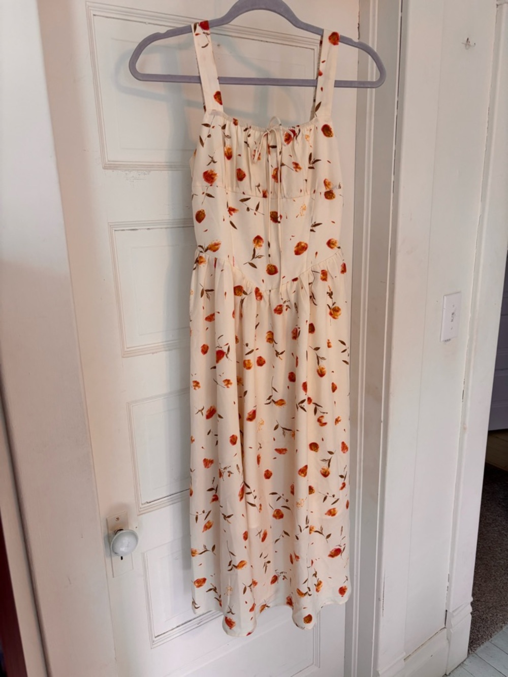 Floral Milkmaid Midi Dress Cottage core Size Small